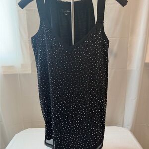 Elegant Black Tank Top with White Polka Dots